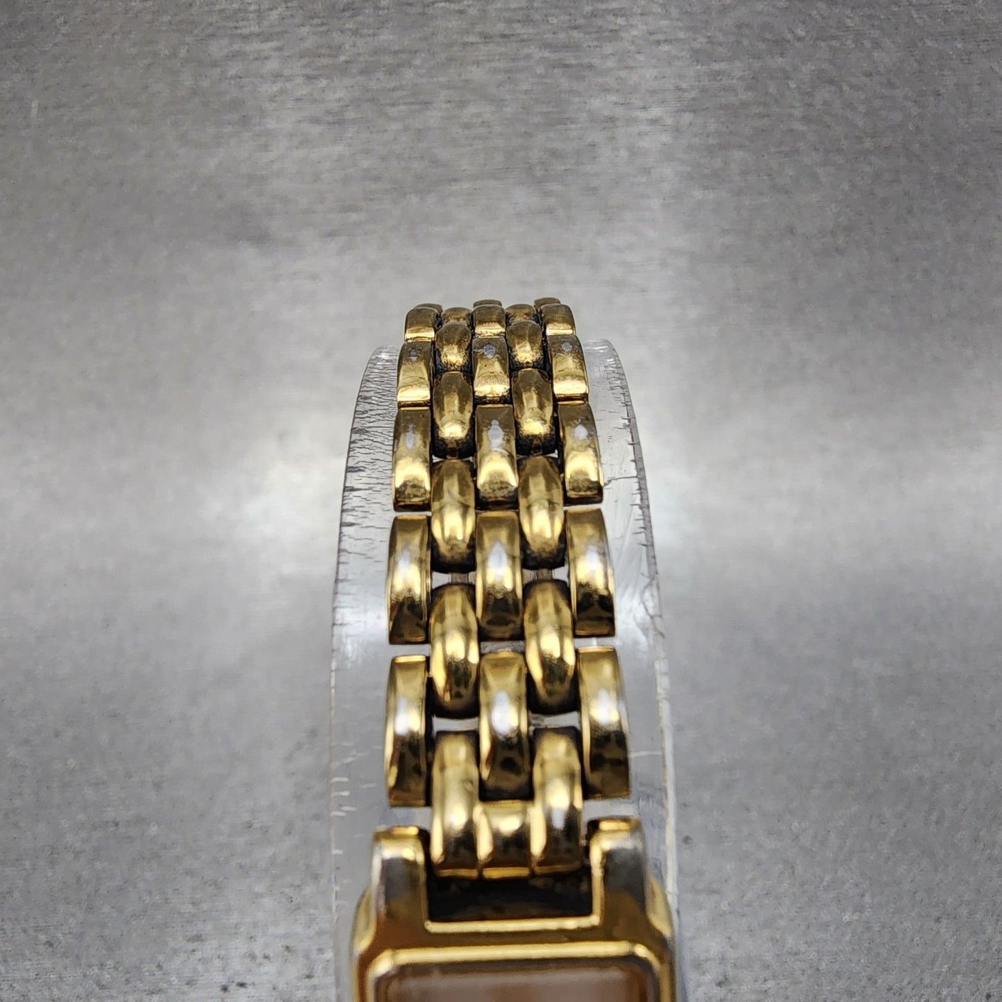 Seiko Tank Watch Women 13mm Silver Tone Gold Tone Rectangle 2e206859 NewBattery4