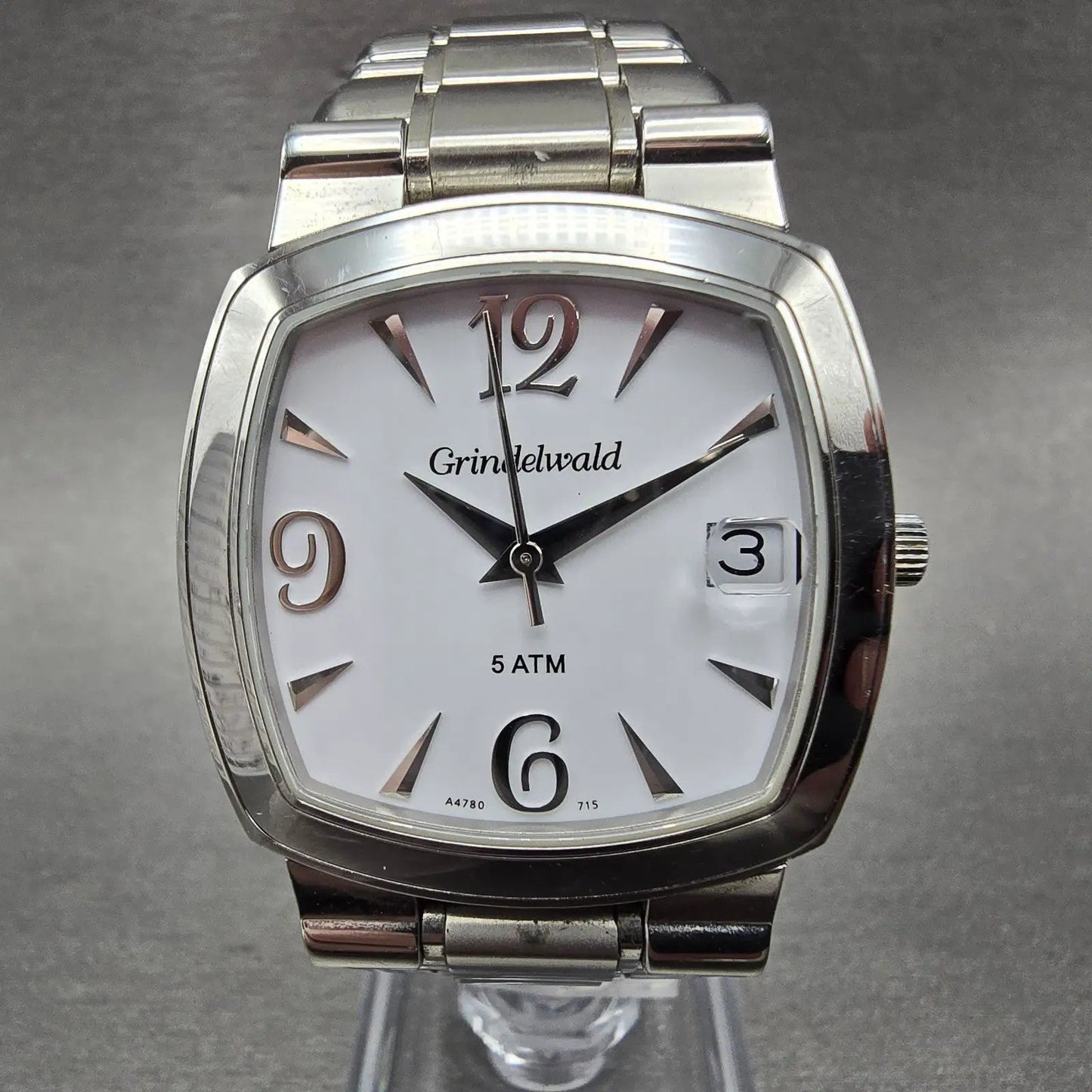 Belair Grindelwald watch Men 34mm White Dial Steel Date Rectangle New battery0