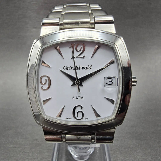 Belair Grindelwald watch Men 34mm White Dial Steel Date Rectangle New battery0