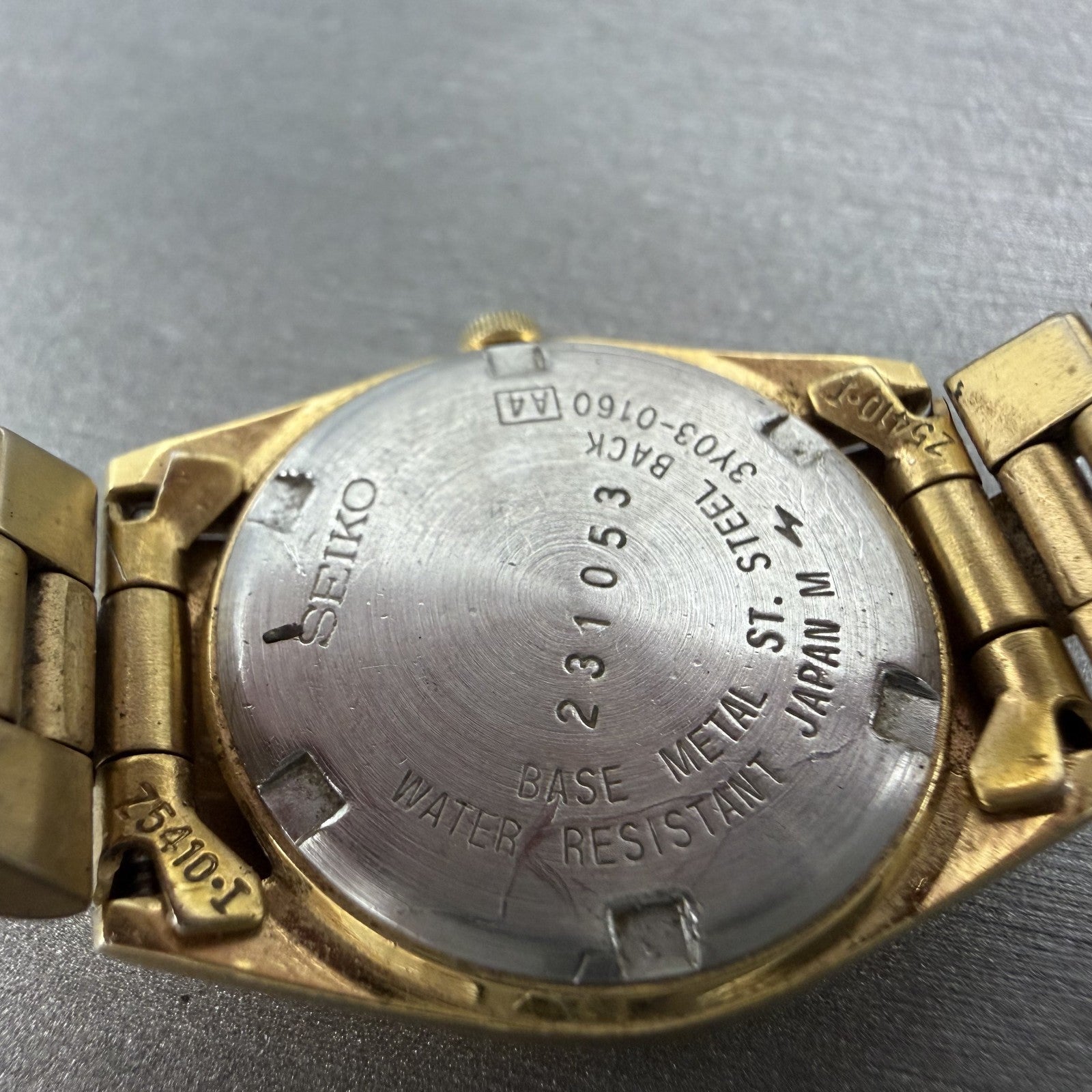 Seiko SQ Watch Women 24mm Gold Dial Gold Tone Daydate 24mm Round New Battery ABI9