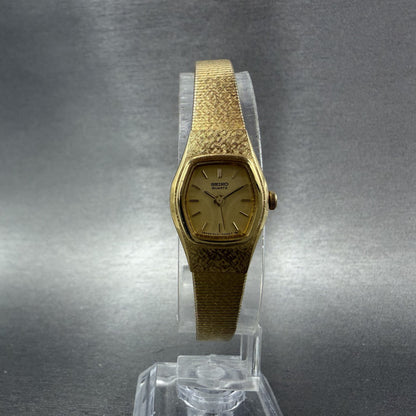 Seiko Watch Women 25mm Gold Dial Gold Tone Hexagon Vintage 2C215149 New Bat TZ05