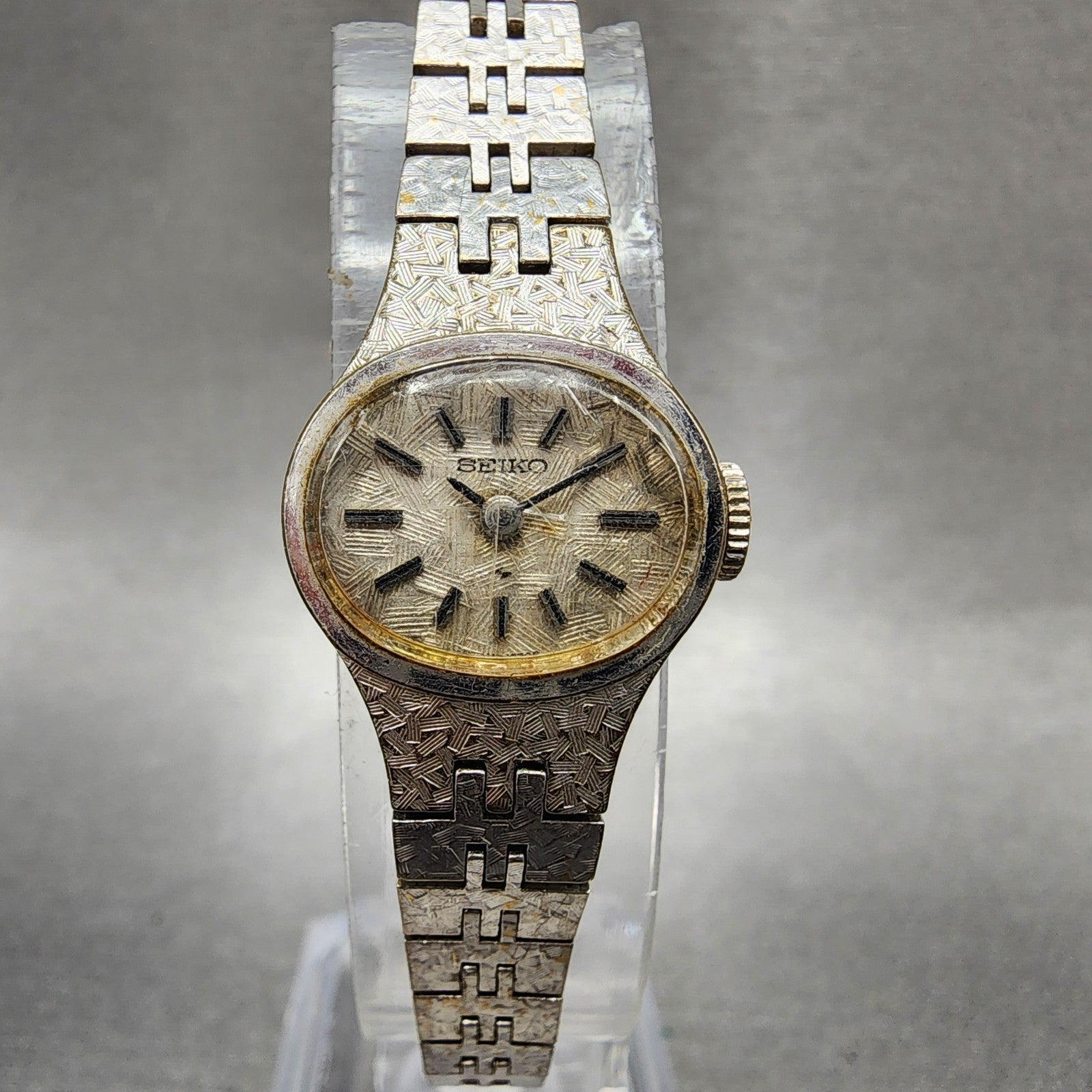 Seiko Watch Women 17mm Silver Dial Silver Tone Manual Round 117619 Runs VTG AB10