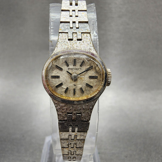 Seiko Watch Women 17mm Silver Dial Silver Tone Manual Round 117619 Runs VTG AB10