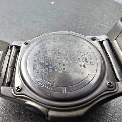 Casio Wave Ceptor Watch Men 42mm Blue Dial Steel Solar Alarm Daydate WVA-M6309