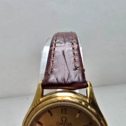 Omega Seamaster Watch Women 23mm Gold Dial Gold Tone Date Round 1380 New Battery5