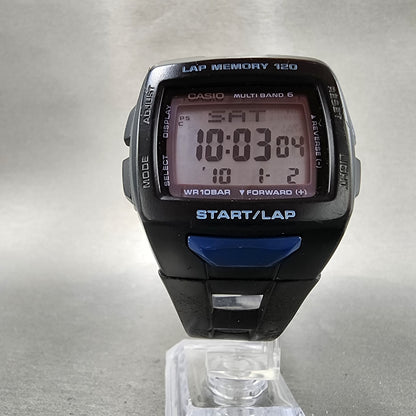 Casio PHY STW1000 Watch Men 42mm Digital Black Tone Alarm Chrono Rectangle Runs5