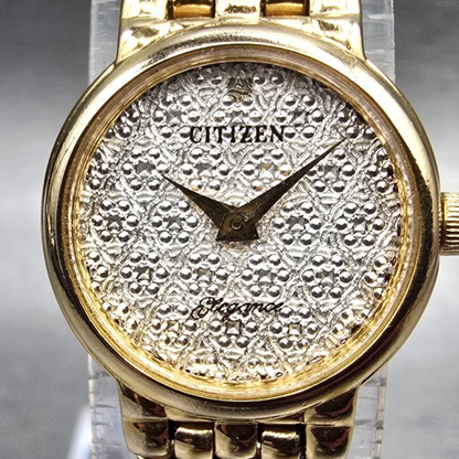Citizen Elegance Watch Women 18mm Silver Dial Gold 2200-S13475 New Battery1