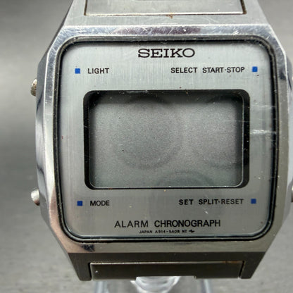 Seiko Digital Watch Men 33mm LCD Silver Tone Alarm Chrono A914-5A09 PARTS2