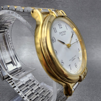 Vega Junction Watch Men 32mm White Dial Two Tone Round 6A31L04268 New Battery3