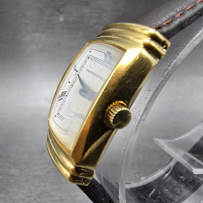 Hamilton Watch Women 19mm White Dial Gold Tone Small Seconds Rectangle New Batt2