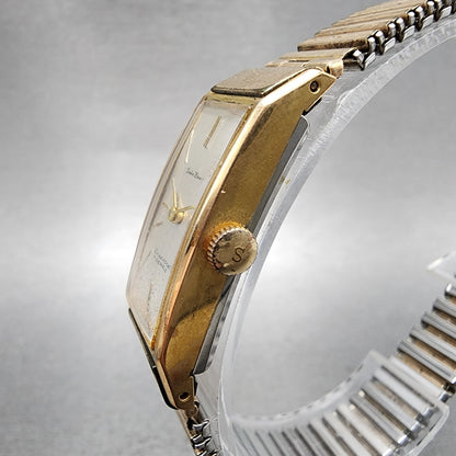 Seiko Beauty Tank Watch Women 15mm Silver Dial Gold Tone Manual 5506 Runs2