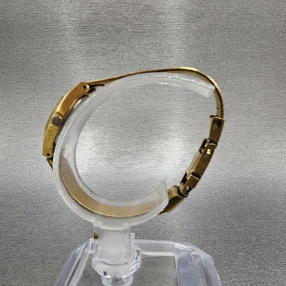 Seiko Watch Women 17mm Gold Dial Gold Tone Hexagon 4N015029 New Battery6