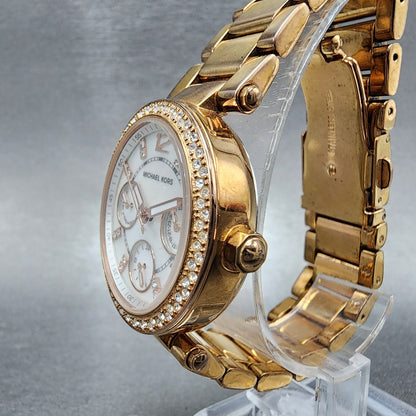 Michael Kors Parker Watch Women 33mm MOP Dial Rose Gold Tone Daydate New Battery2