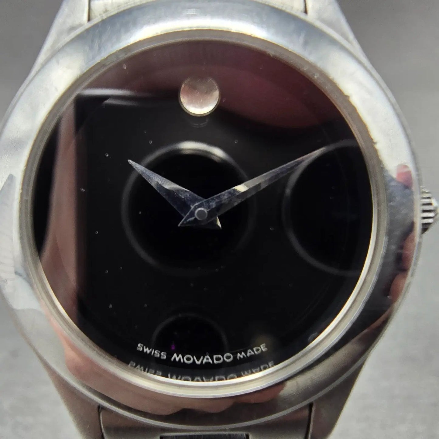 Movado Museum Watch Women 28mm Black Dial Silver Tone 84-E1-1861 New Battery1