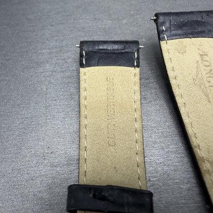 Longines Leather Band 20mm Black Crocodile grain Vintage Silver Buckle12
