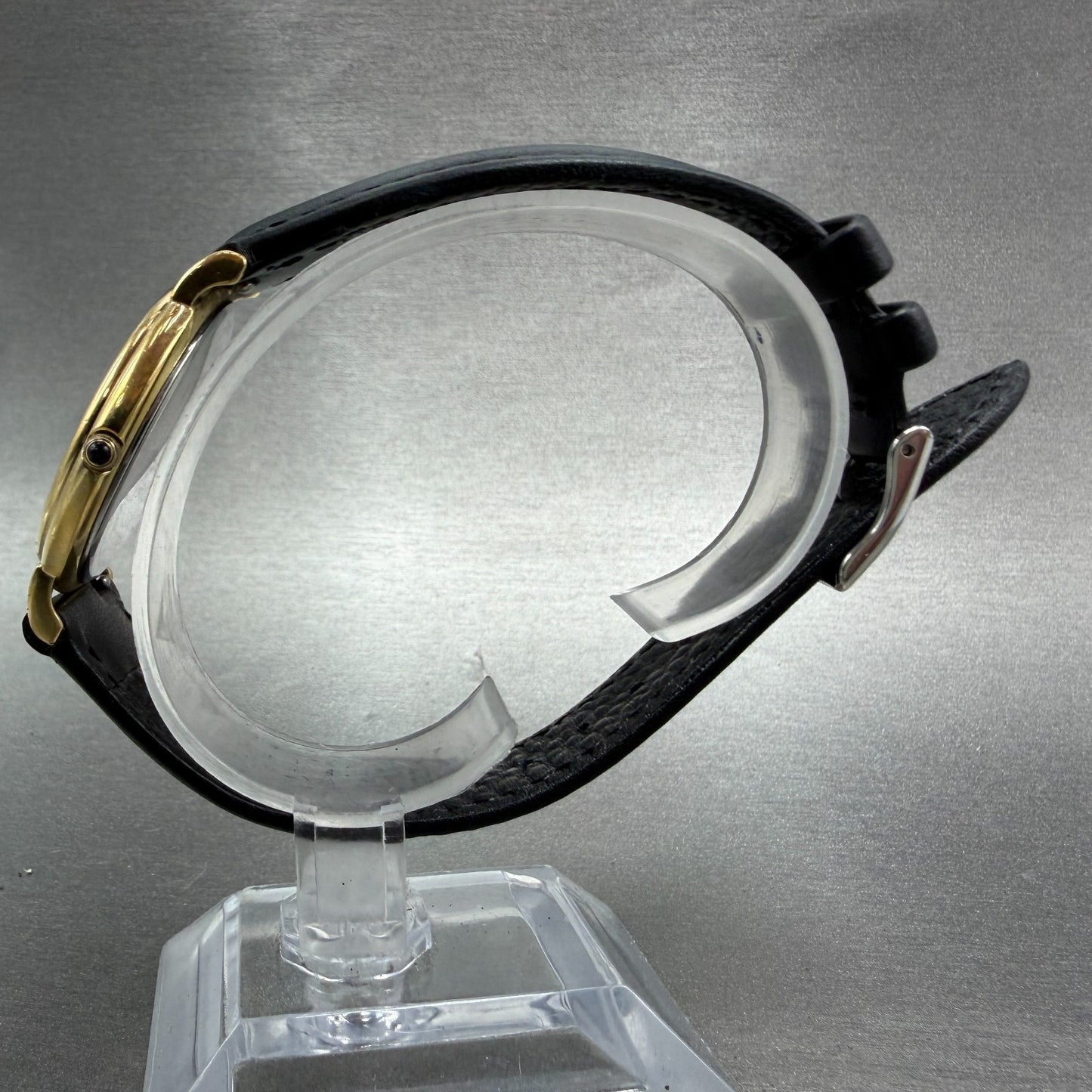 Movado Watch Men 34mm Black Dial Gold Tone Round 87-E4-0885 New Battery VTG BG6