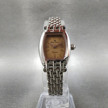 Lucien Piccard Watch Women 18mm Brown Dial Silver Tone Rectangle New Battery