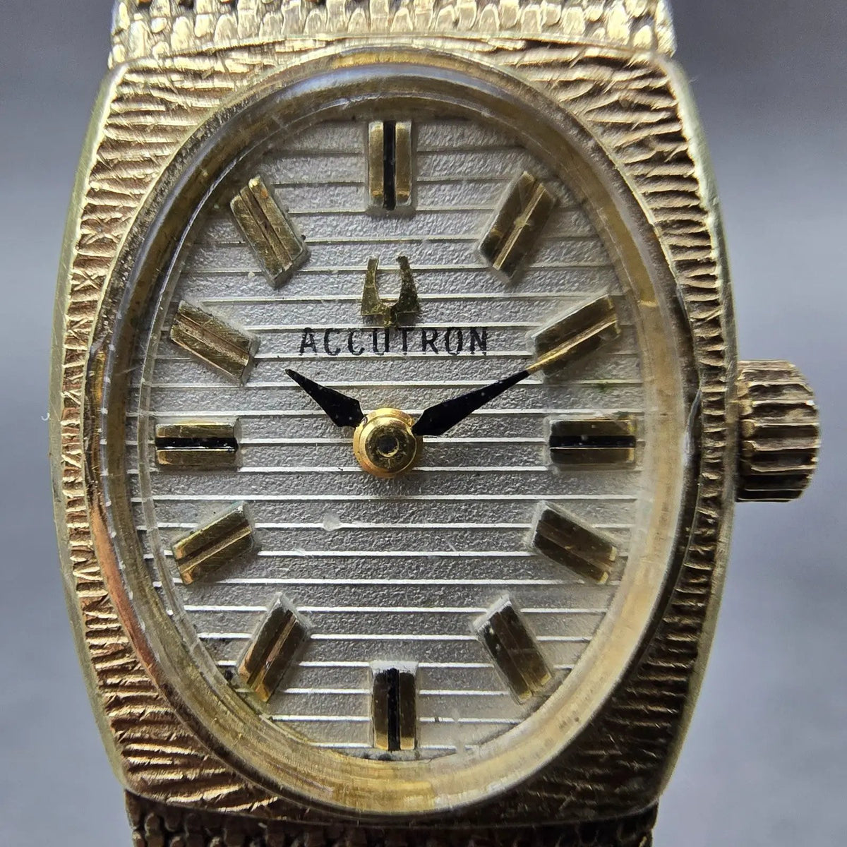 Bulova Accutron Watch Women 19mm Silver Dial 10K Gold Filled Oval READ! New Batt1
