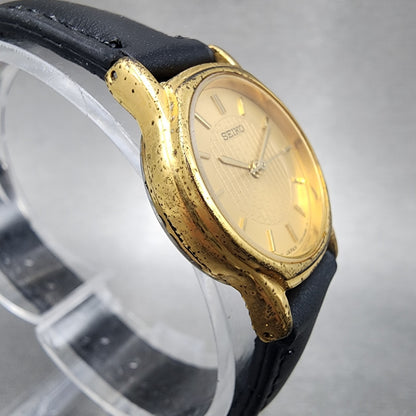Seiko Watch Women 22mm Champagne Dial Gold Tone Round V701A110 New Battery3