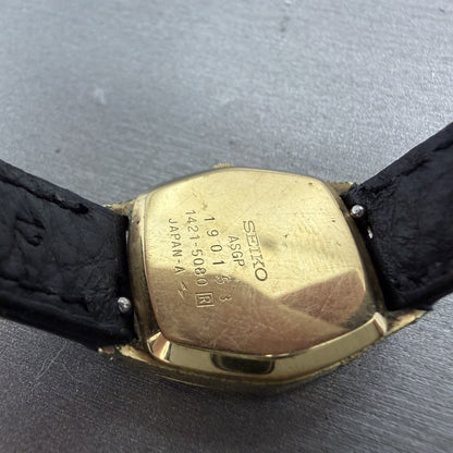 Seiko Watch Women 21mm Gold Dial Gold Plated Hexagon 14215080 New Battery9