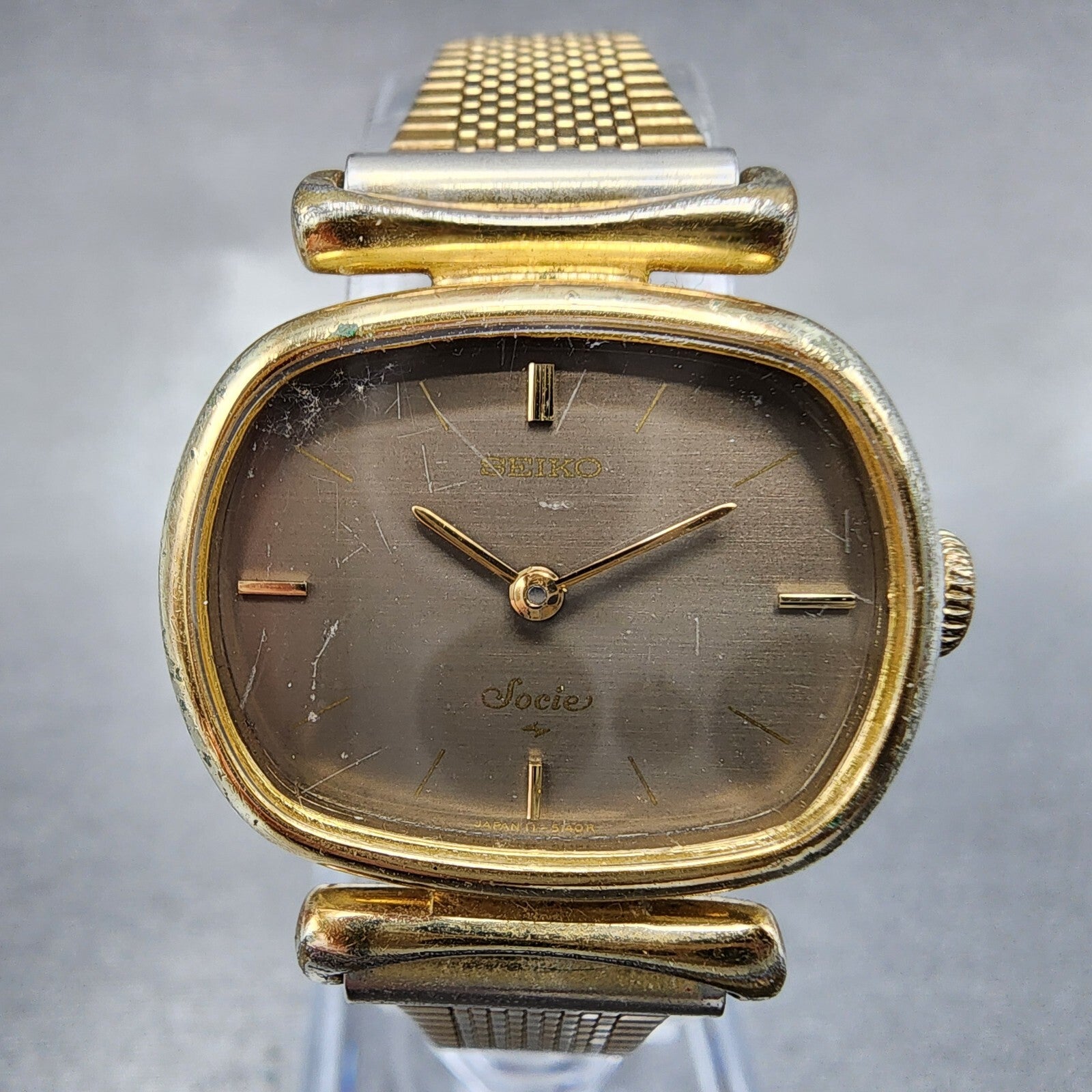 VTG Seiko Watch Women 25mm Brown Dial Gold Tone Rectangle 115020 New Battery1