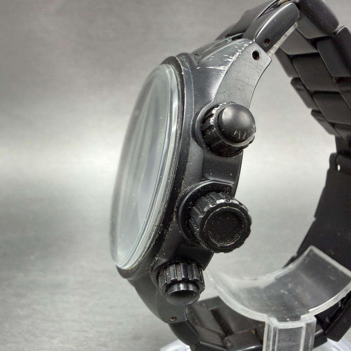 Fossil Flight Chrono Watch Men 46mm Black Dial Black Tone Date Round New Battery2