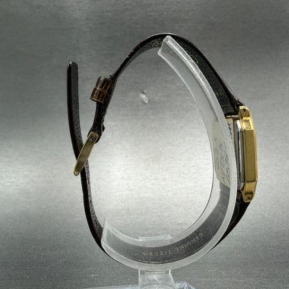 Seiko Watch Women 18mm Brown Dial Gold Tone Octagon 2C20-5509 New Battery NOS8
