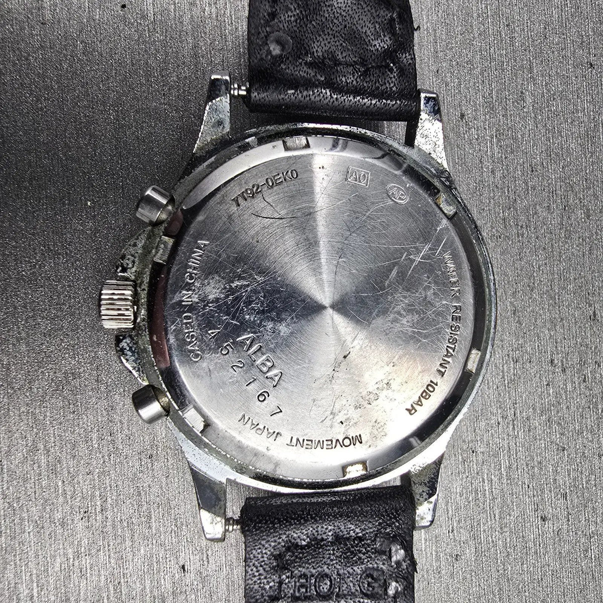 Seiko Alba Watch Men 37mm Black Dial Silver Tone Chrono Date 7T92-0EK0 NewBatt J10