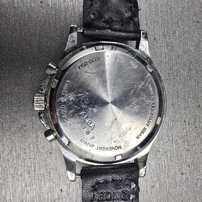 Seiko Alba Watch Men 37mm Black Dial Silver Tone Chrono Date 7T92-0EK0 NewBatt J10