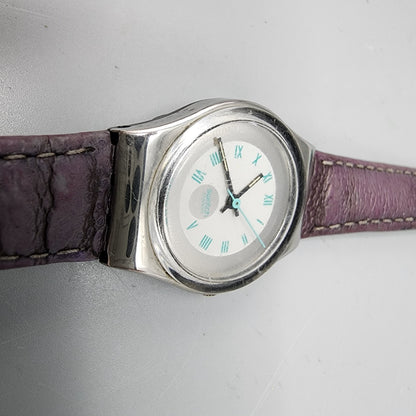 Vintage Swatch Malpensa Watch Women Silver Tone White Dial LX109 New Battery