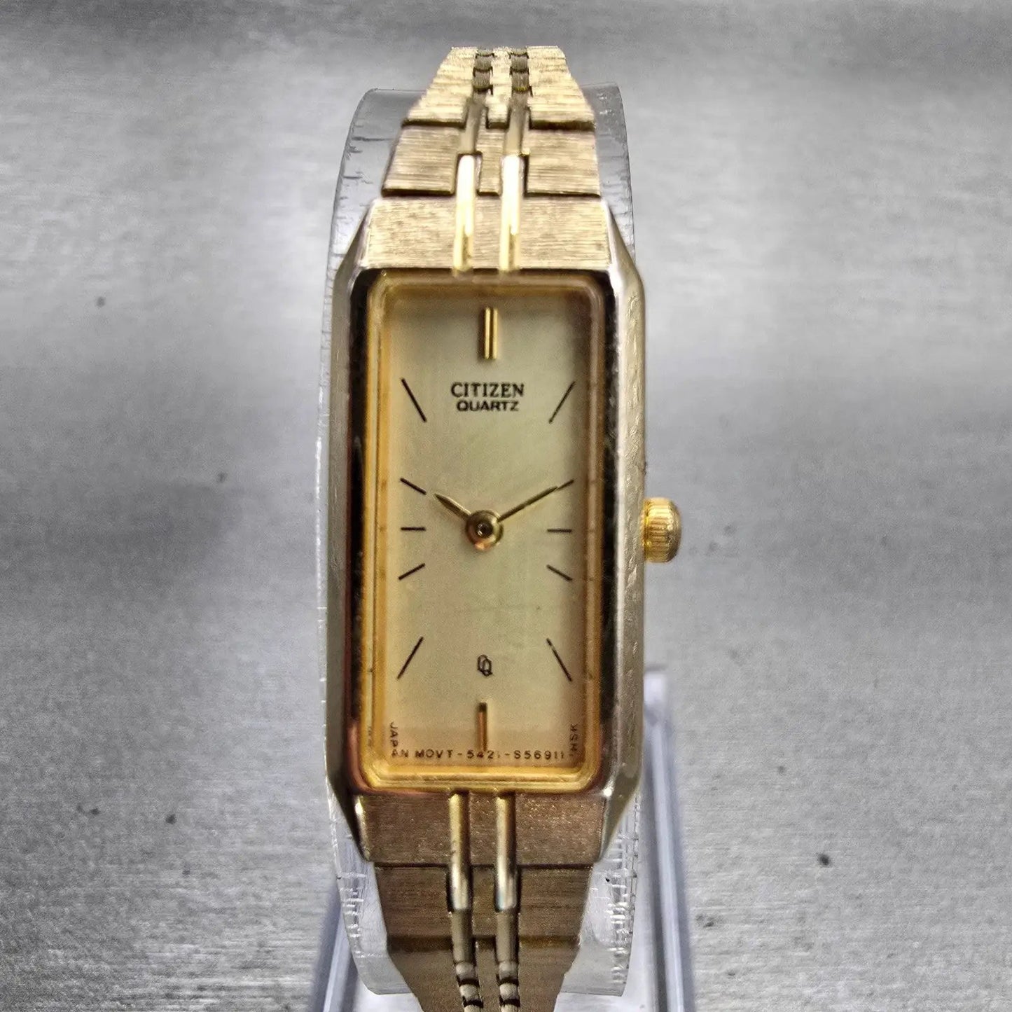 Citizen CQ Watch Women 12mm Champagne Dial Gold Tone 5421-S10523 New Battery VTG0