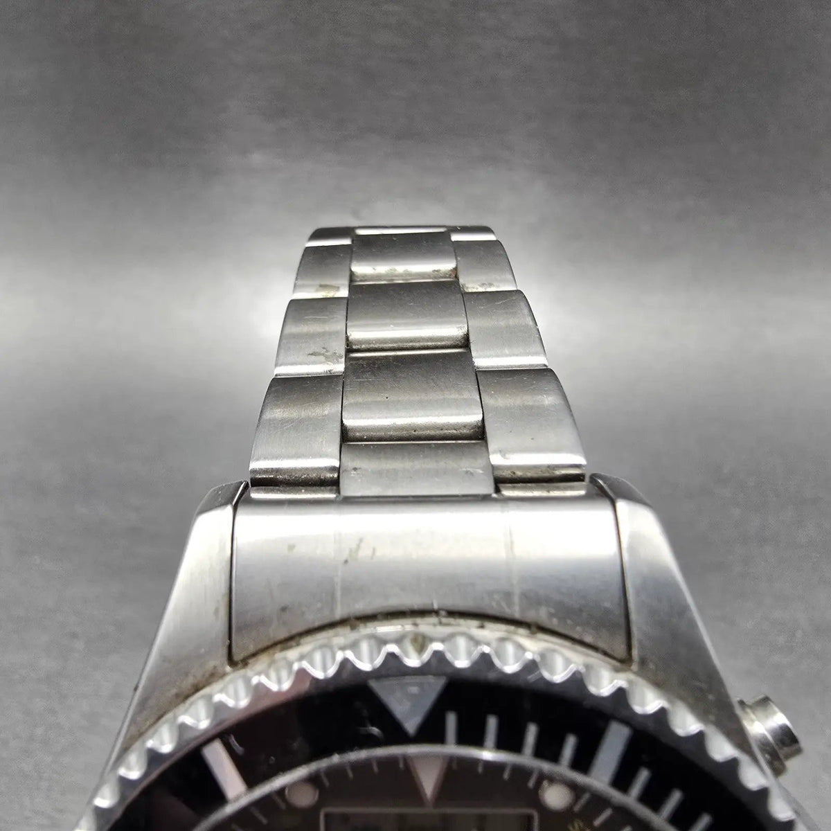Elgin Dive Watch Men 42mm Black Dial Steel Atomic Solar Analog Digital Runs READ5