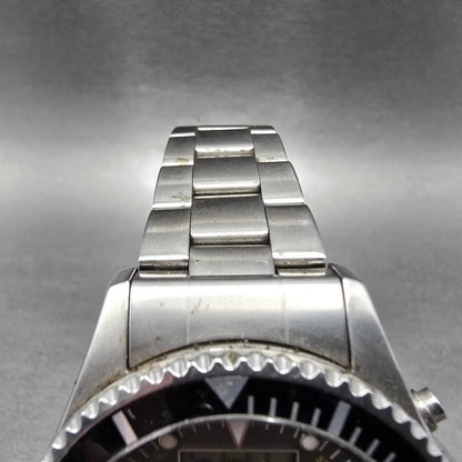 Elgin Dive Watch Men 42mm Black Dial Steel Atomic Solar Analog Digital Runs READ5