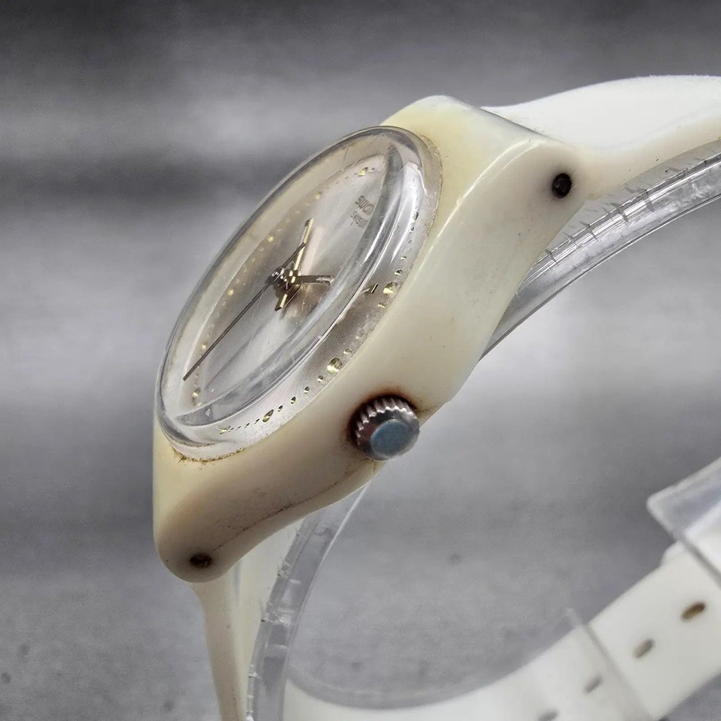 Swatch WHITE MOUSE Watch Women 25mm Silver Dial White Tone LW148 New Battery2