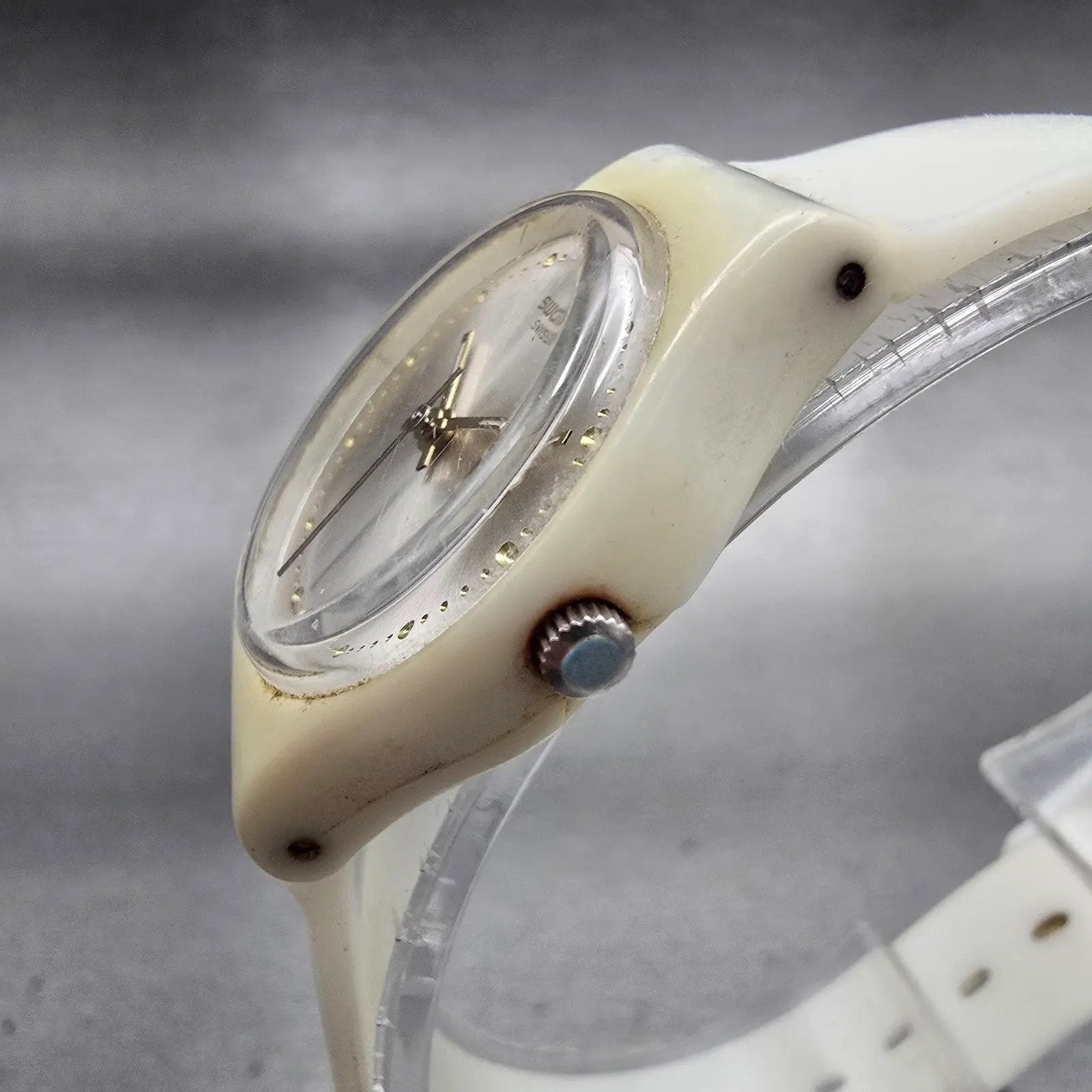 Swatch WHITE MOUSE Watch Women 25mm Silver Dial White Tone LW148 New Battery2