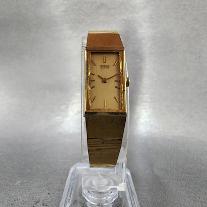 Seiko Tank Watch Women 13mm Champagne Dial Gold Tone 2e205259 New Battery5