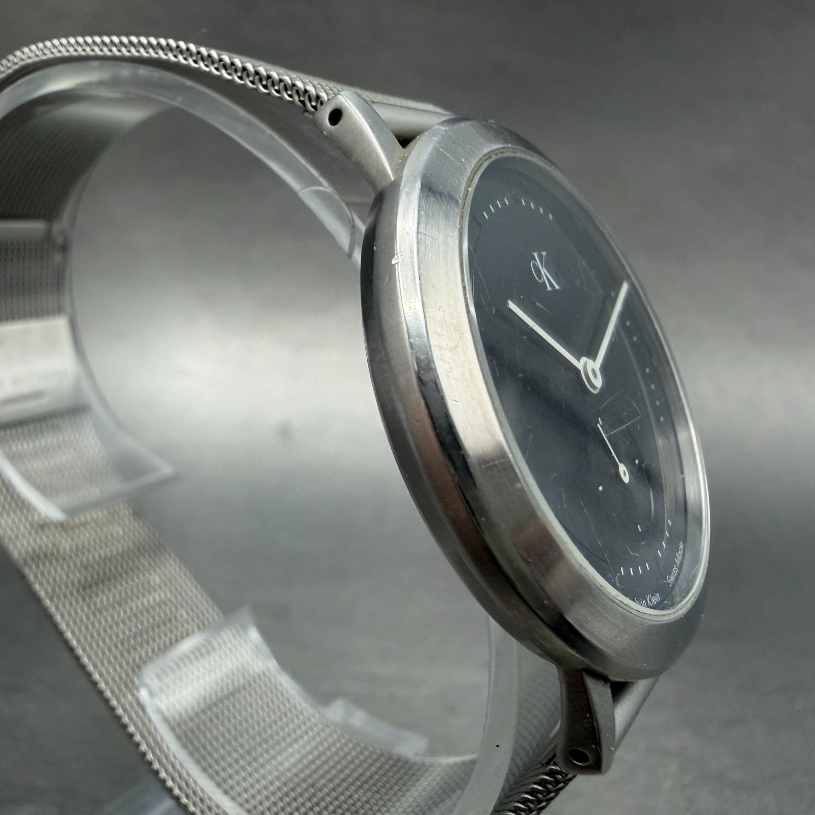 Calvin Klein Watch Men 35mm Black Dial Steel Round K03311 Small Seconds New Batt3