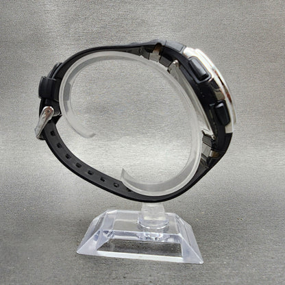Casio Wave Ceptor Watch Men 42mm Black Dial Silver Tone Analog Digital Solar AB18