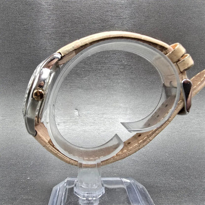 Eco-Drive Silhouette Crystal Watch Women 32mm MOP Dial Steel Daydate Round Works6