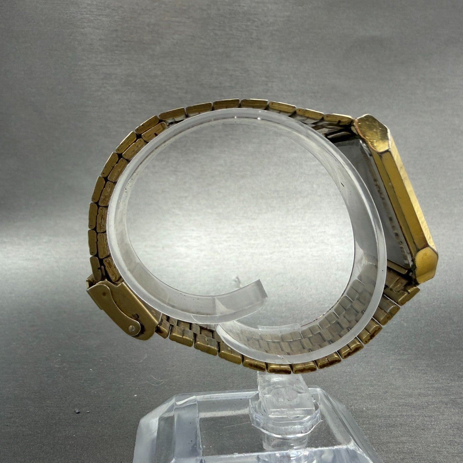 Citizen CQ Tank Watch Men 26mm Black Dial Gold Tone Rectangle 4031-T11639 PARTS9