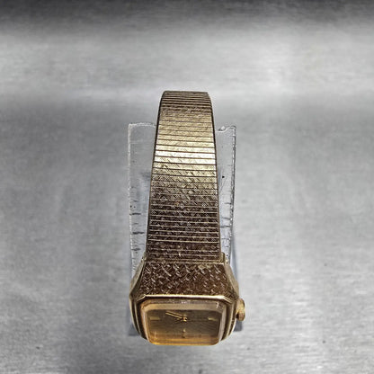 Seiko Watch Women 16mm Champagne Dial Gold Tone Rectangle 2C20-5780 New Battery4