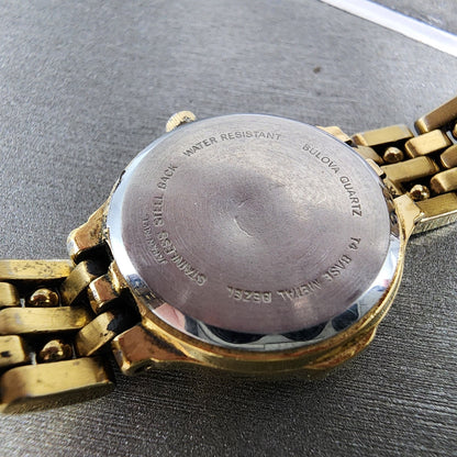 Bulova Diamond Watch Women 23mm Champagne Dial Gold Tone 97P35 New Battery9