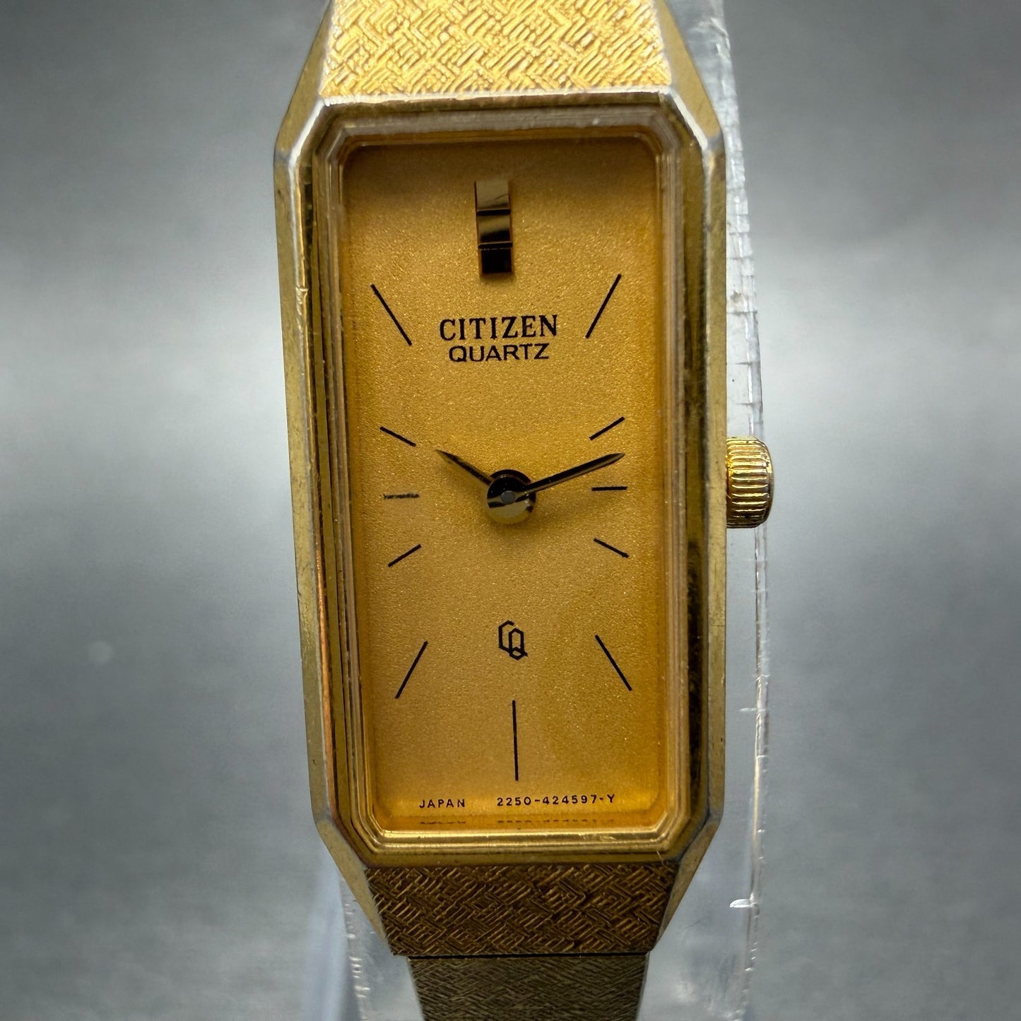 Citizen CQ Tank Watch Women 13mm Gold Dial Gold Tone 2250-223373 New Battery AB1