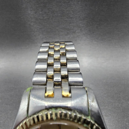 Timex President Watch Men 34mm Champagne Dial Two Tone Daydate Round New Batt 54