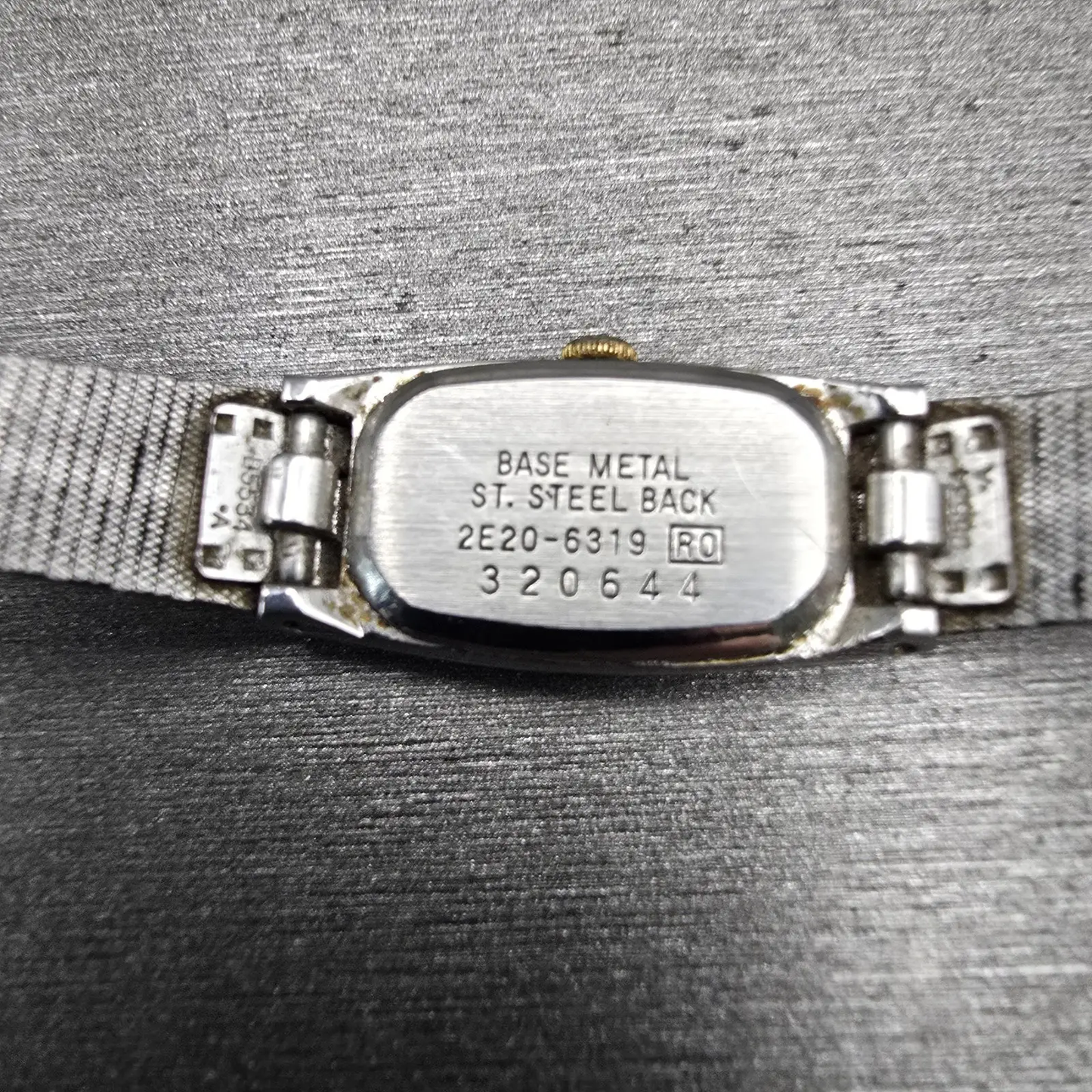 Seiko Watch Women 13mm White Dial Two Tone Rectangle 2E20-6319 New Battery VTG10