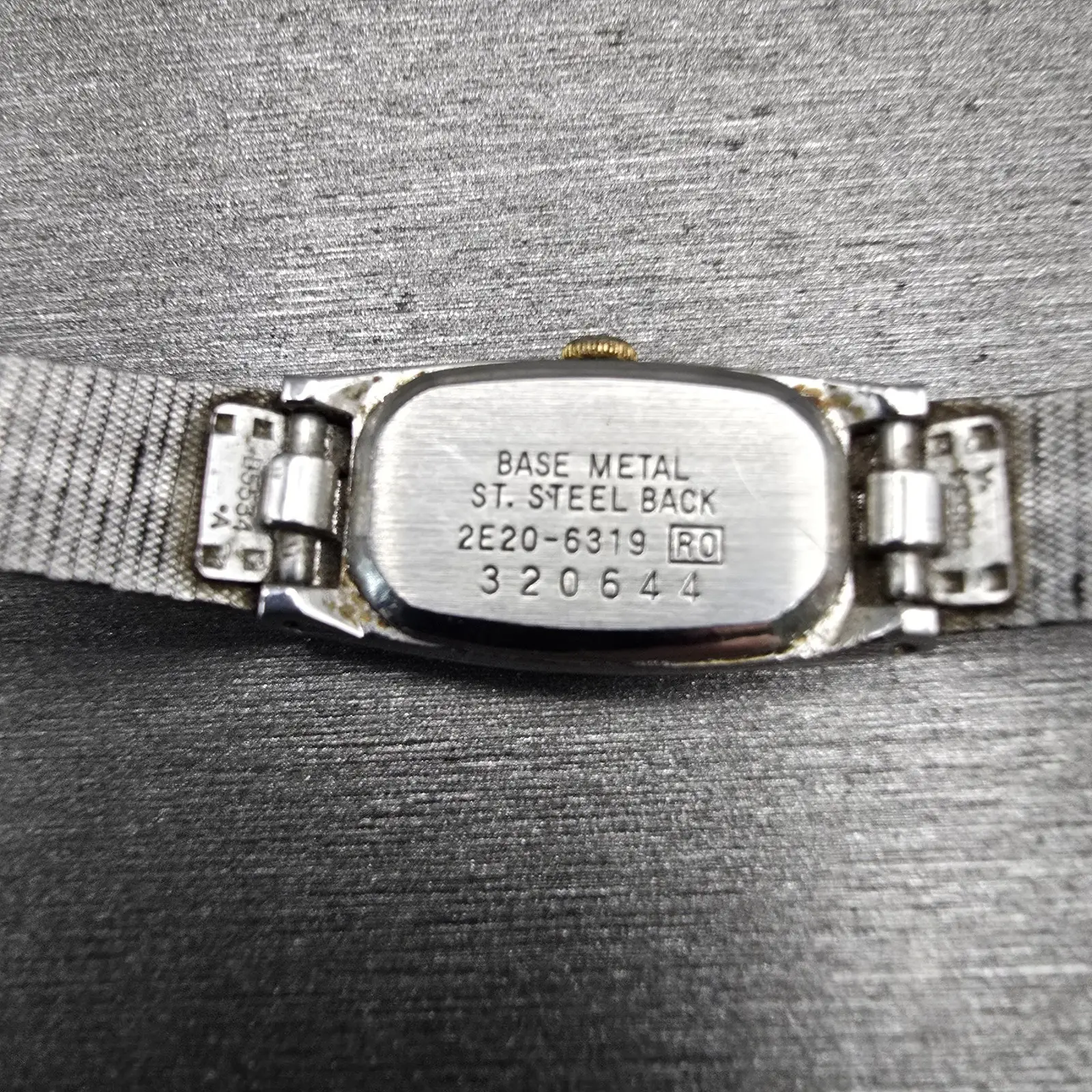 Seiko Watch Women 13mm White Dial Two Tone Rectangle 2E20-6319 New Battery VTG10