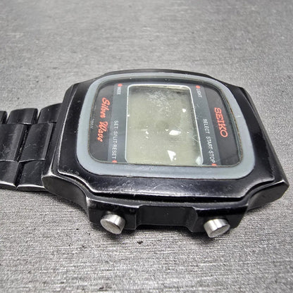 Seiko Silver Wave Watch Men 34mm Black Digital Chronograph A914-5A50 PARTS VTG4