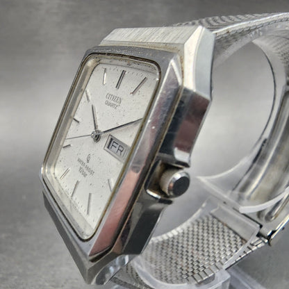 Citizen Tank Watch Men 32mm White Dial Steel Daydate Rectangle 3800-451287 PARTS