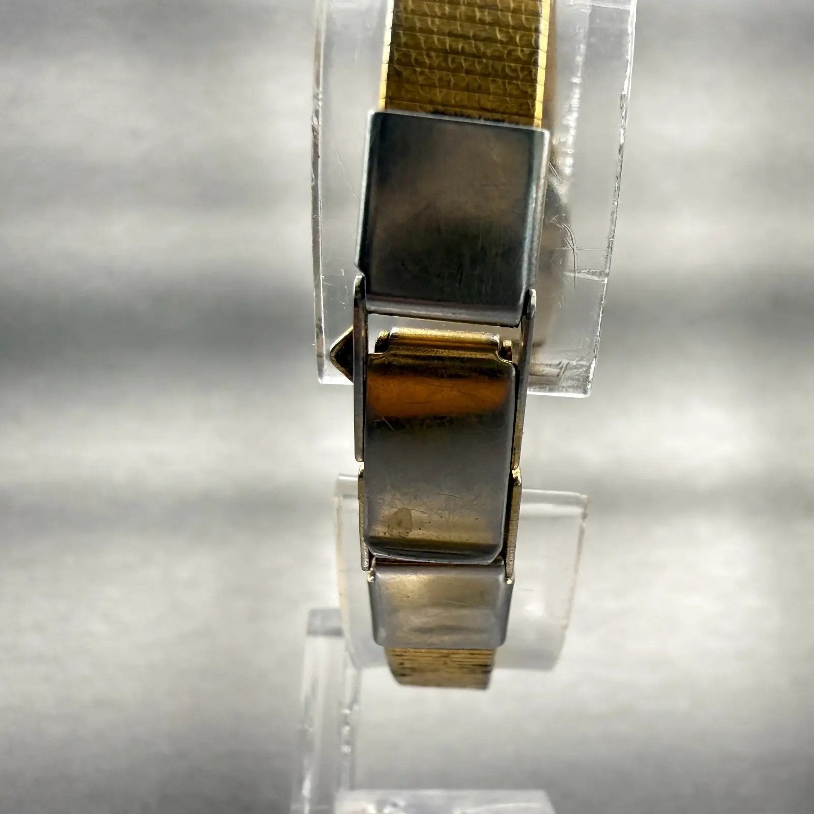 Seiko Watch Women 16mm Gold Dial Gold Tone Rectangle 2C20-5770 New Battery VTG7