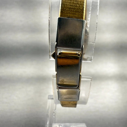 Seiko Watch Women 16mm Gold Dial Gold Tone Rectangle 2C20-5770 New Battery VTG7
